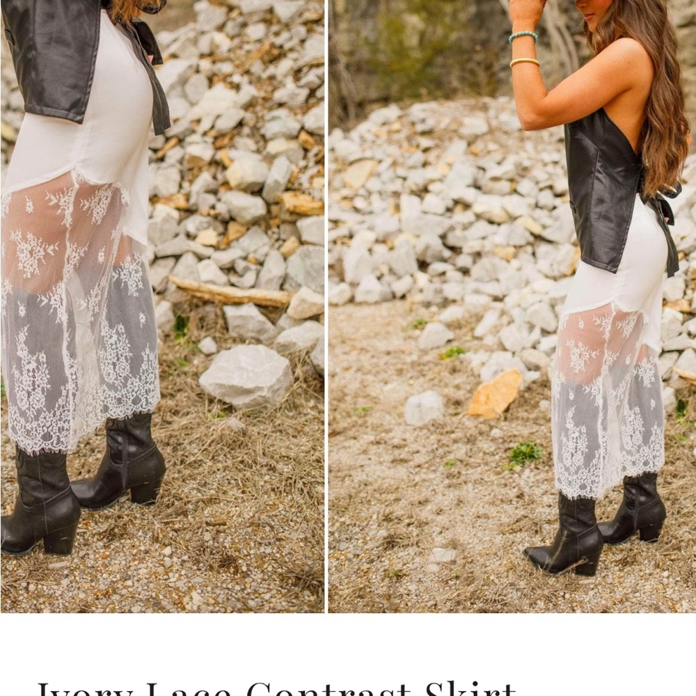 White Satin and Lace Skirt